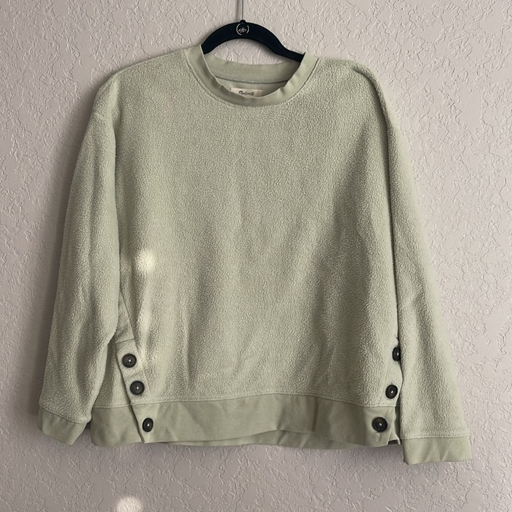 Madewell Brushed Fleeced Side Button Sweatshirt S… - image 2